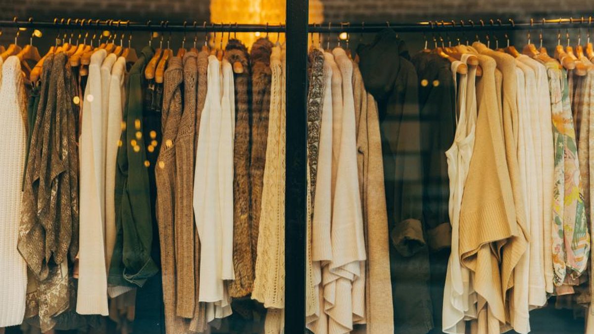 Rack of clothing in a retail store